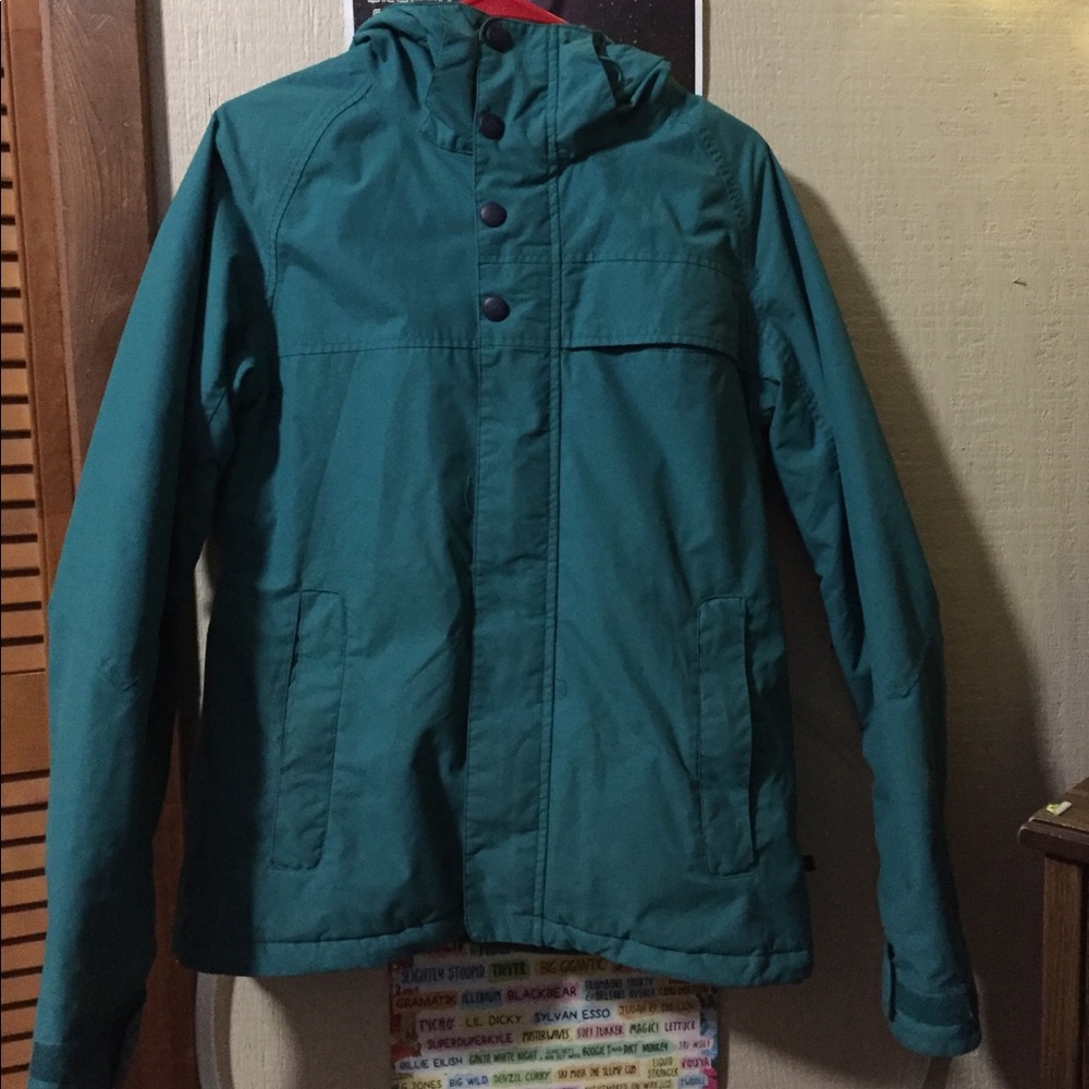 Turquoise Burton snowboarding jacket